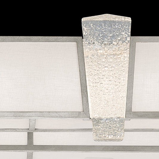 Cast Glass 52-Inch Linear Pendant Light / Silver/Metal Mesh