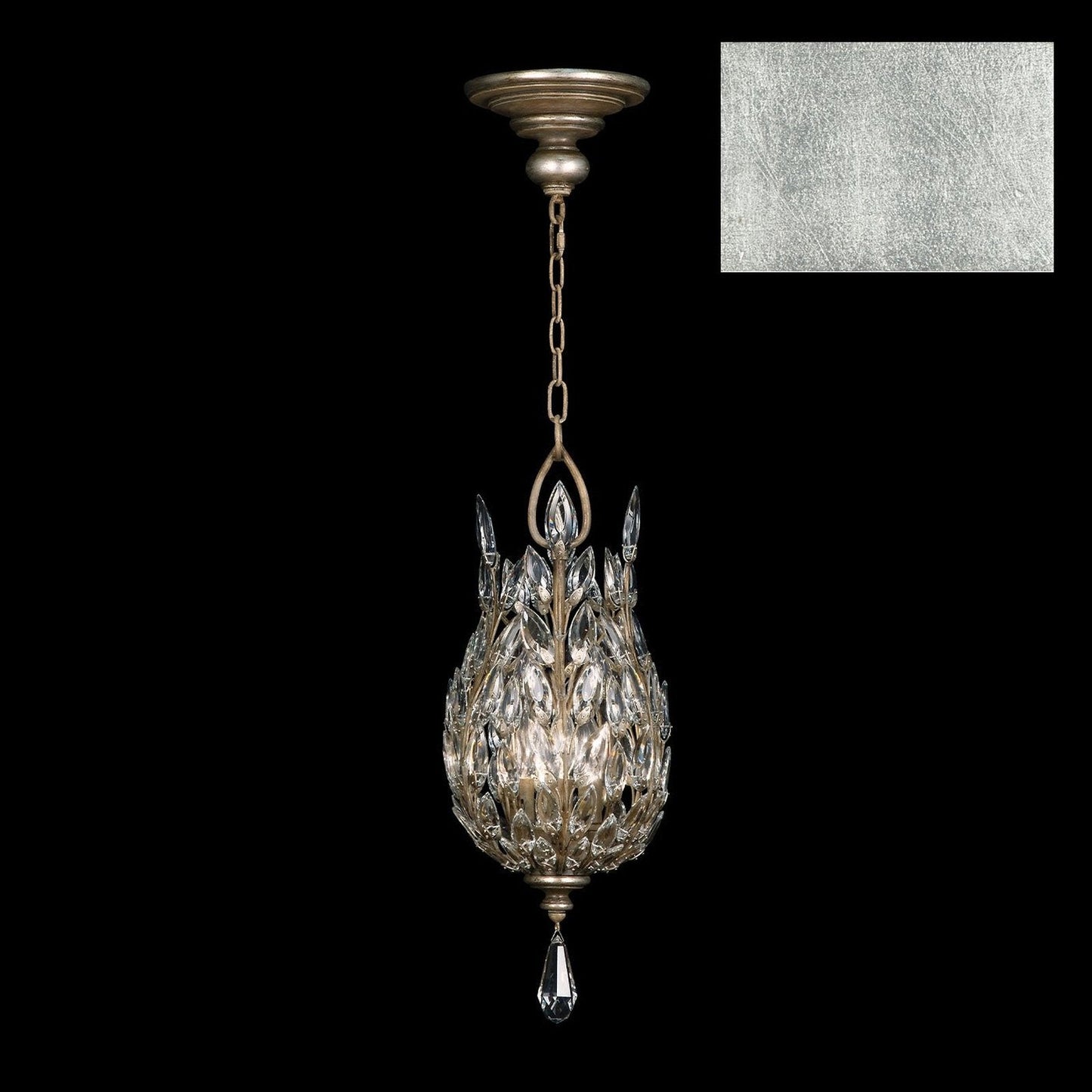 Crystal Leaf 11-Inch Lantern Pendant