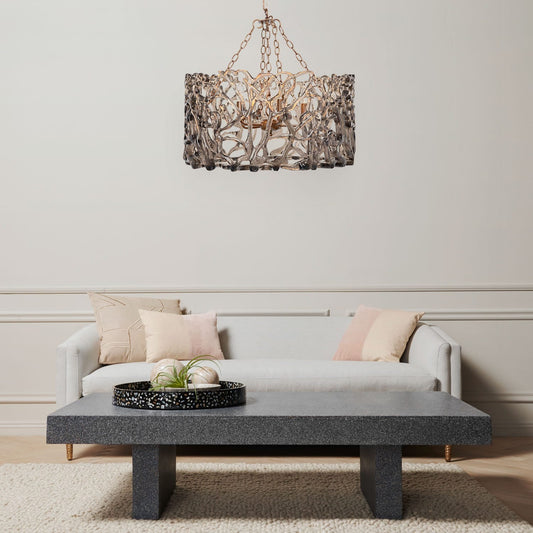 Smoked Glass and Metal Chandelier / Clear/Gold