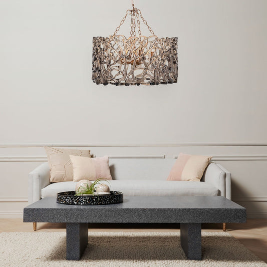 Smoked Glass and Metal Chandelier
