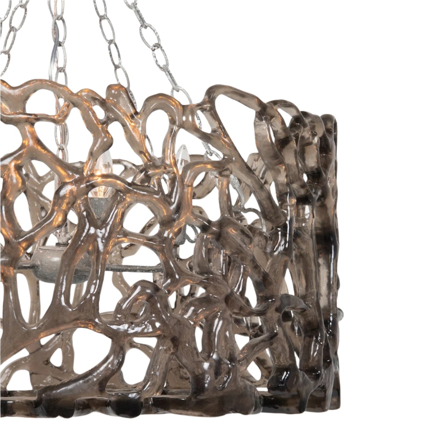 Smoked Glass and Metal Chandelier