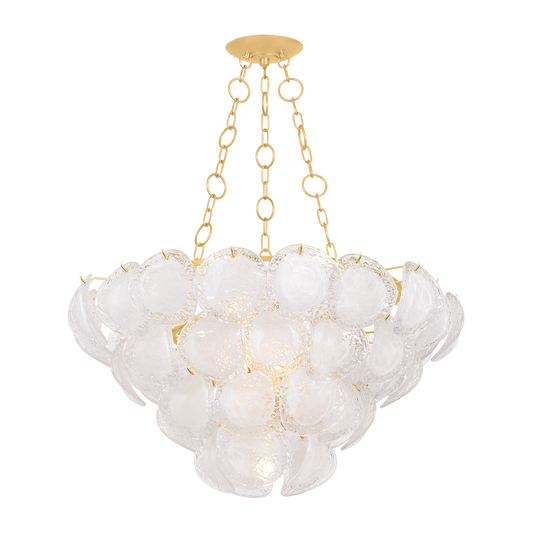 9-Light Tiered Glass Panel Chandelier