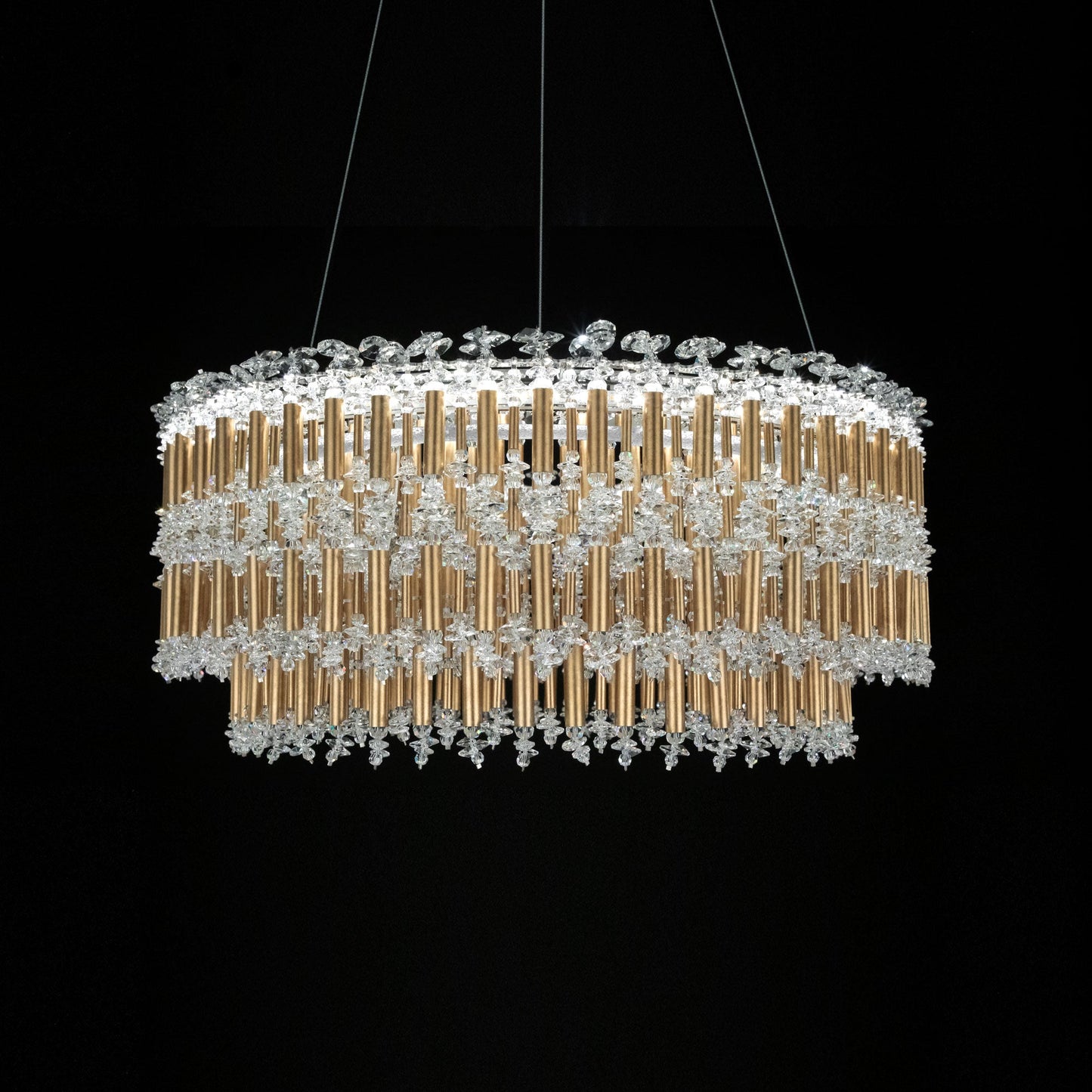 Bamboo-Inspired Adjustable LED Pendant Light / Heirloom Gold