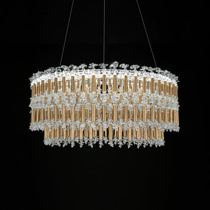 Bamboo-Inspired Adjustable LED Pendant Light / Heirloom Gold