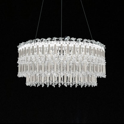 Bamboo-Inspired Adjustable LED Pendant Light / Antique Silver
