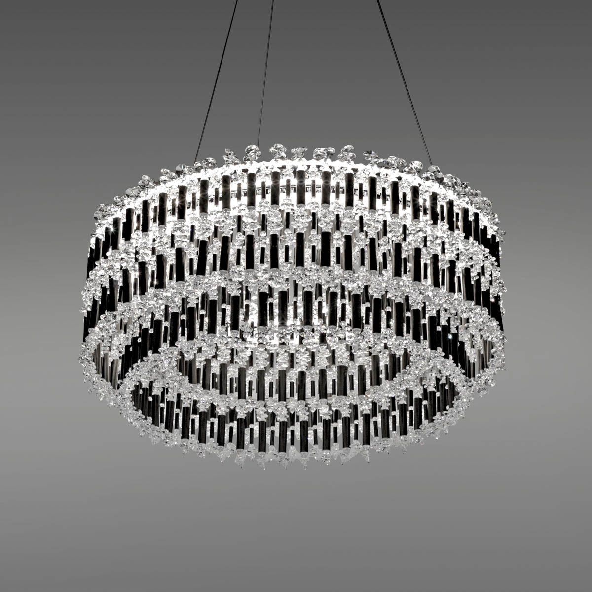Bamboo-Inspired Adjustable LED Pendant Light / Black