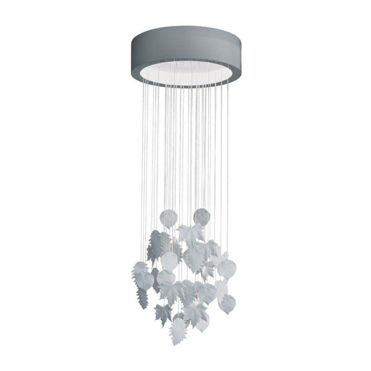 Cascading Porcelain Leaf Fibre-Optic Chandelier