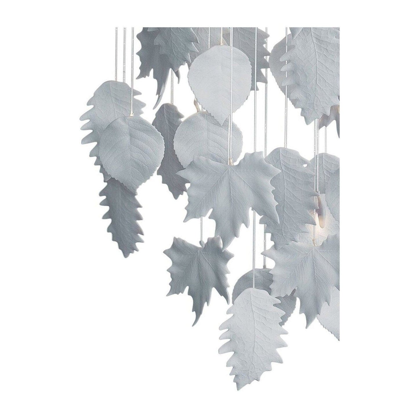 Cascading Porcelain Leaf Fibre-Optic Chandelier