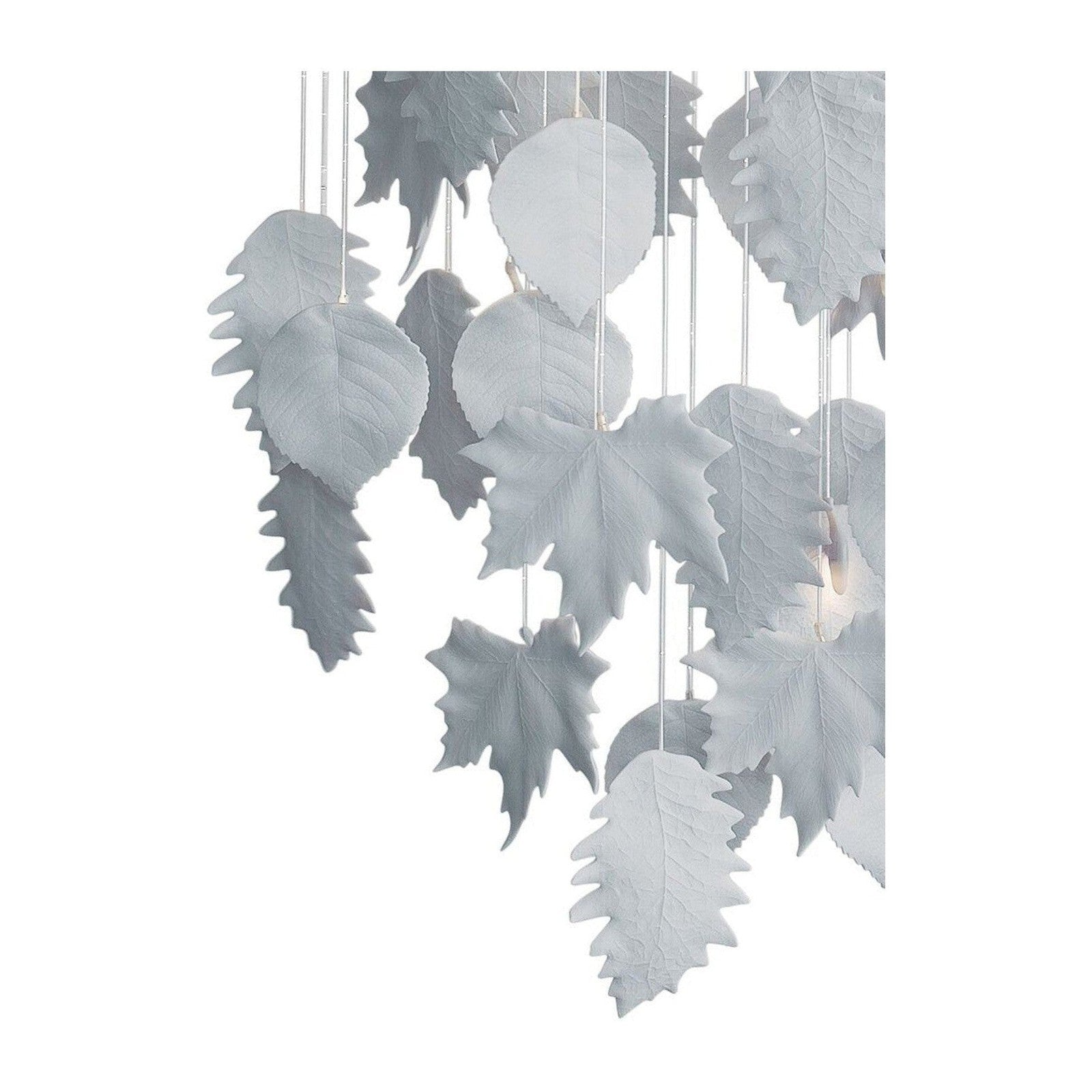 Cascading Porcelain Leaf Fibre-Optic Chandelier