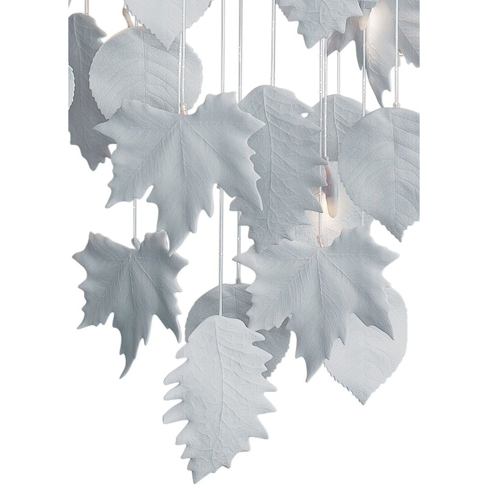 Cascading Porcelain Leaf Fibre-Optic Chandelier