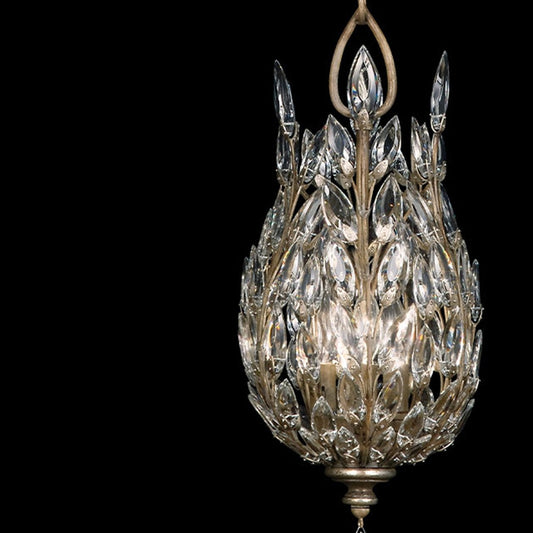 Crystal Leaf 11-Inch Lantern Pendant