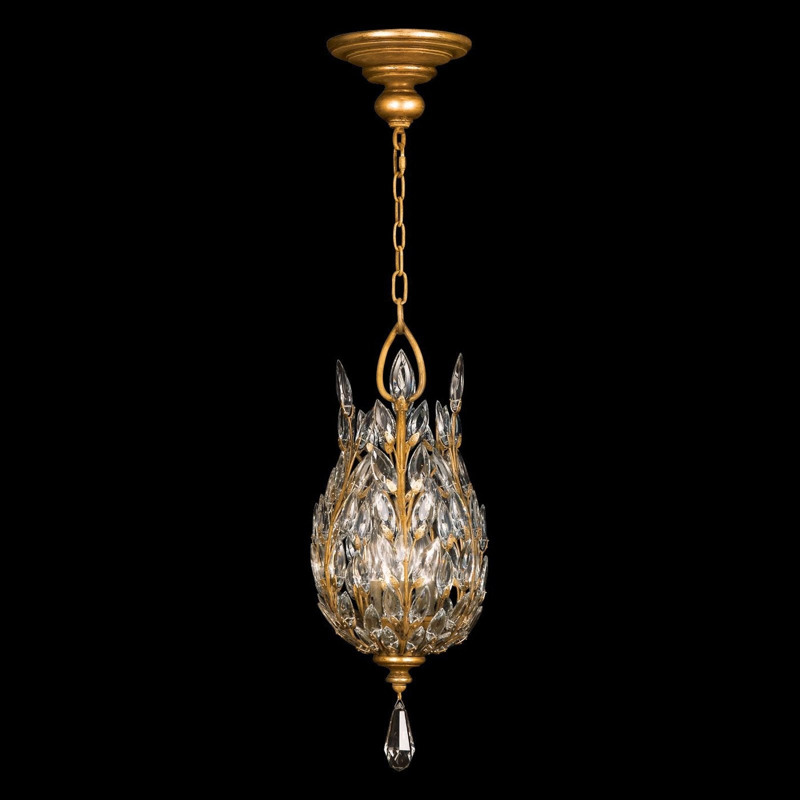 Crystal Leaf 11-Inch Lantern Pendant
