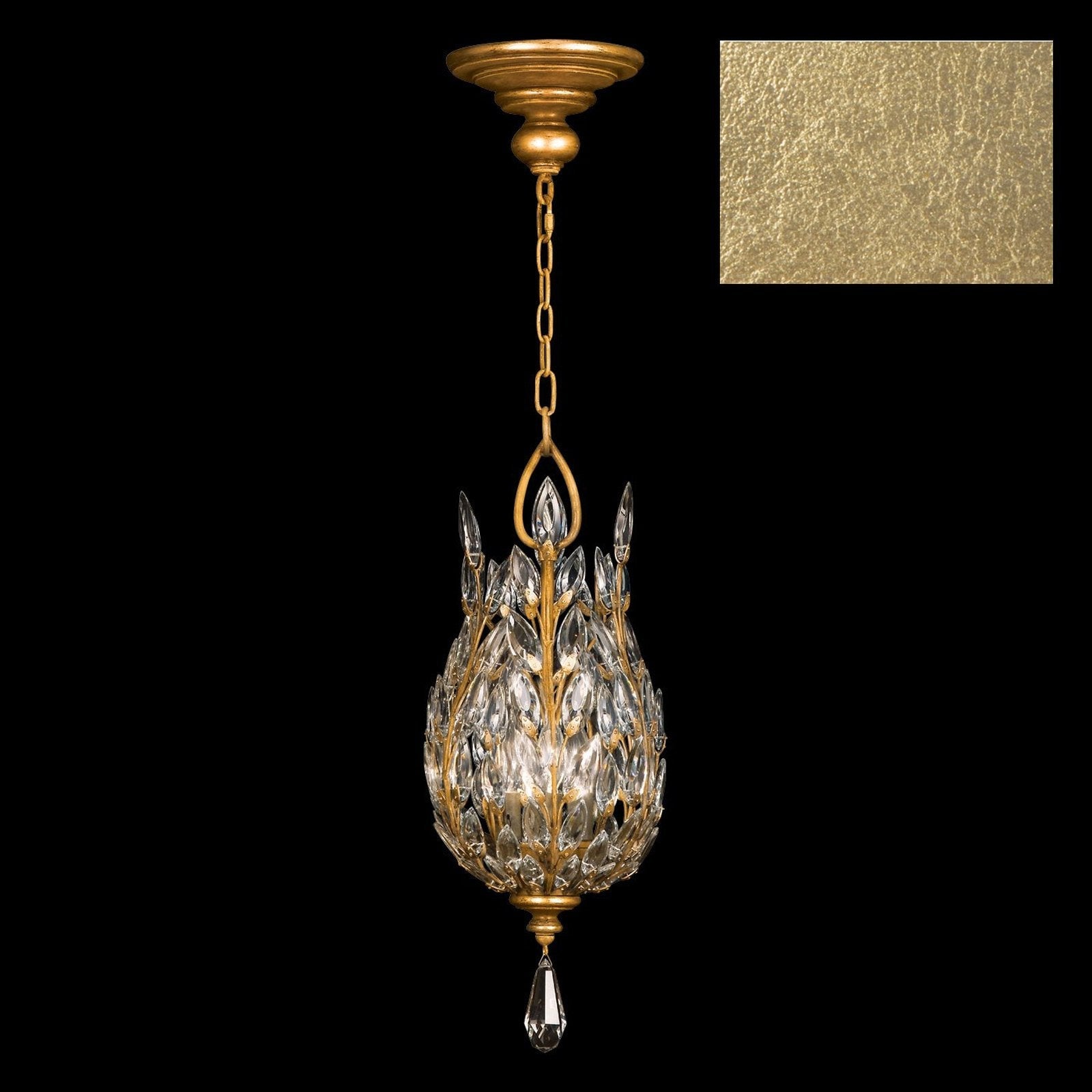 Crystal Leaf 11-Inch Lantern Pendant