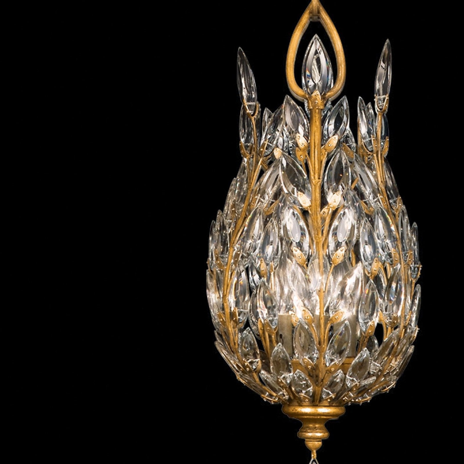 Crystal Leaf 11-Inch Lantern Pendant