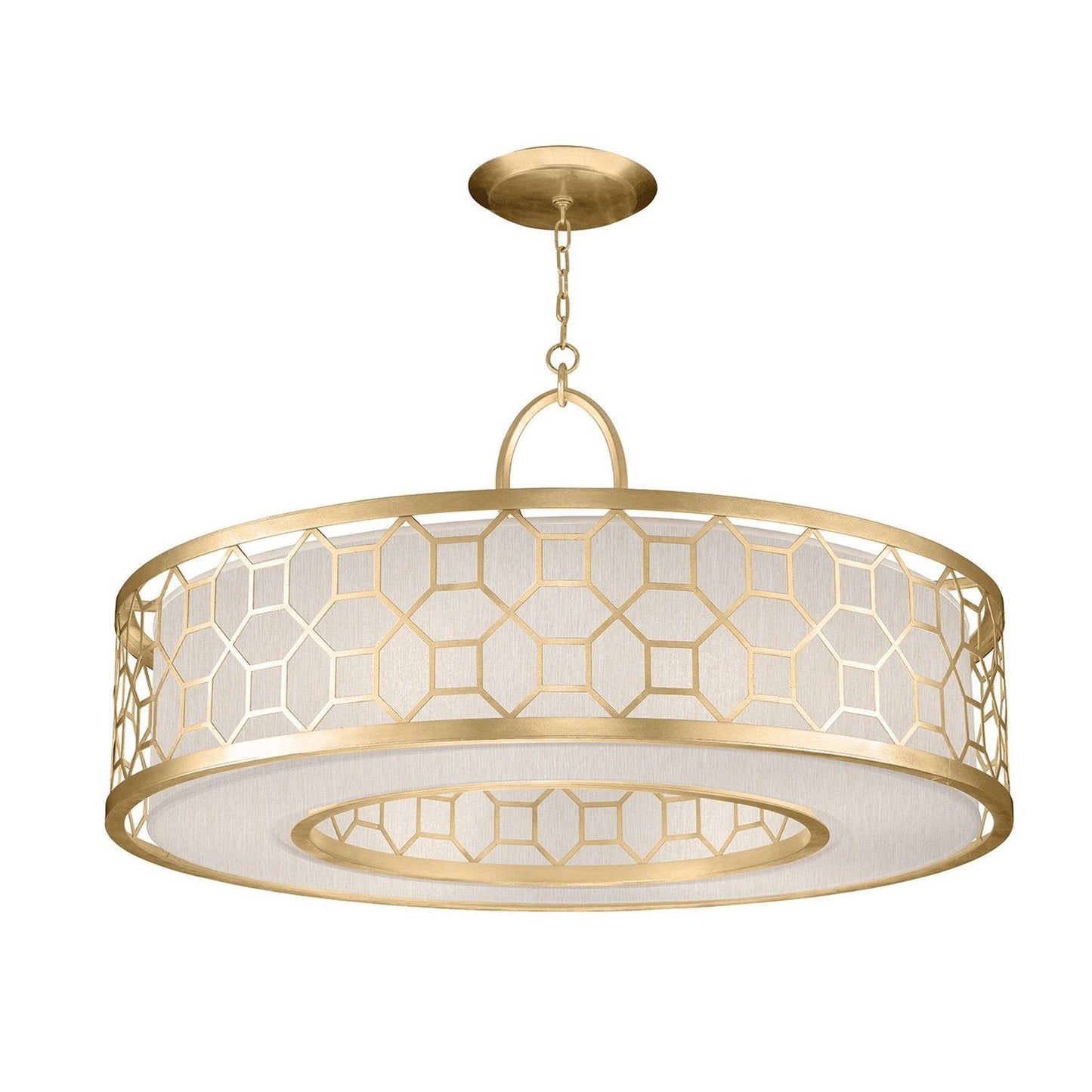 Fabric Shade 48-Inch Pendant Light / Champagne/Gold