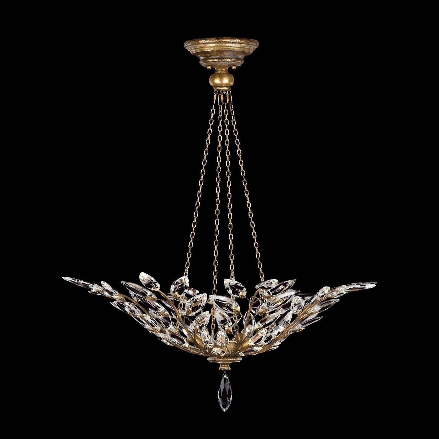 Faceted Crystal Leaf Round Pendant Light