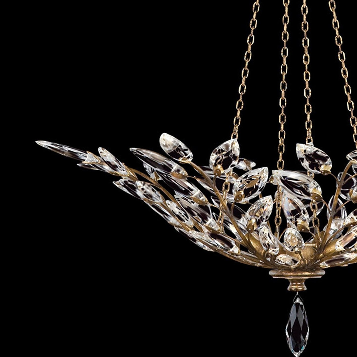 Faceted Crystal Leaf Round Pendant Light