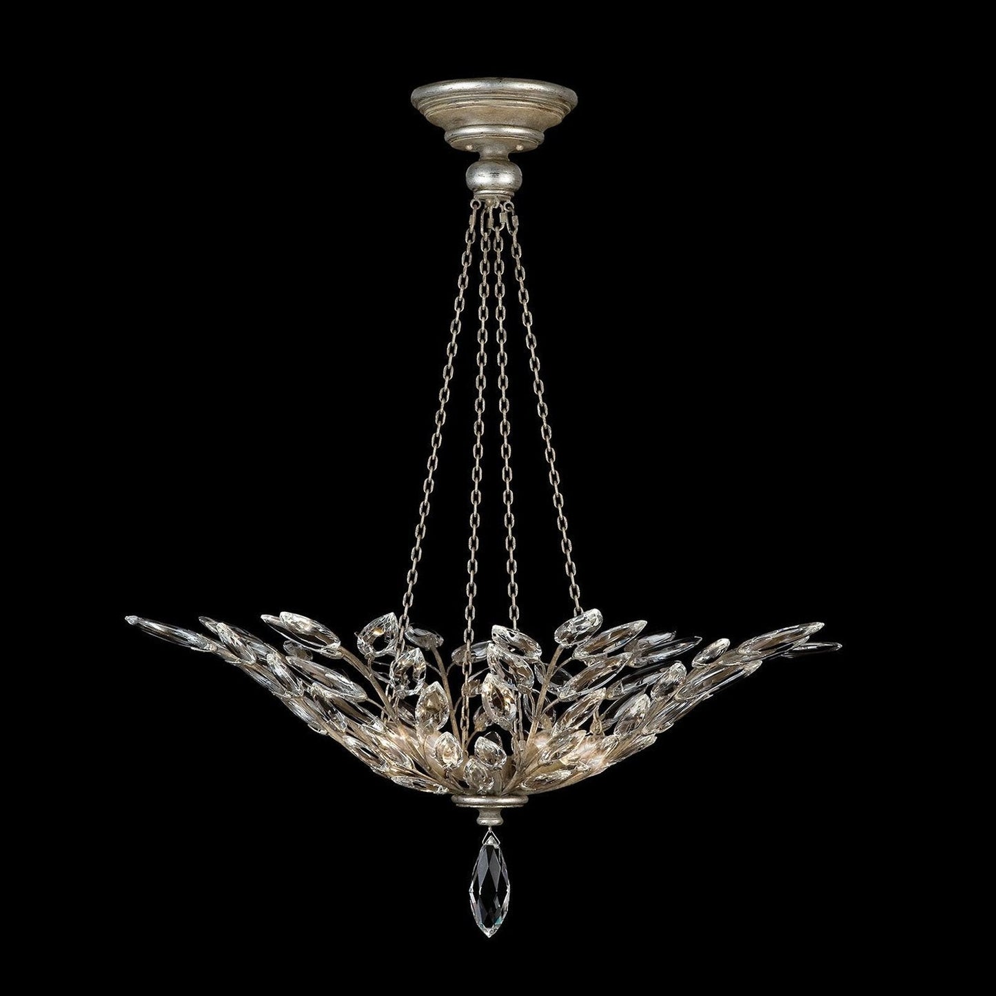 Faceted Crystal Leaf Round Pendant Light