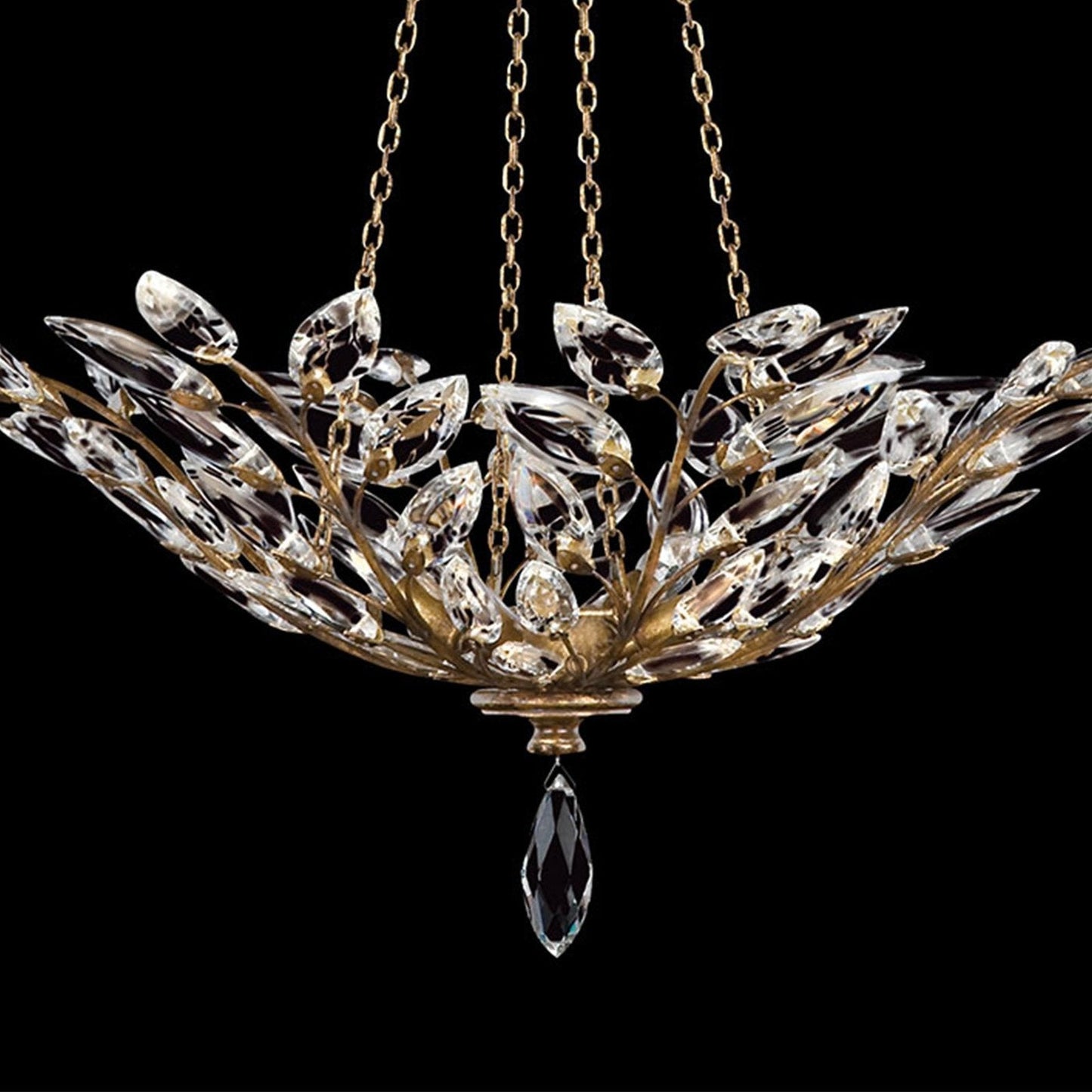 Faceted Crystal Leaf Round Pendant Light