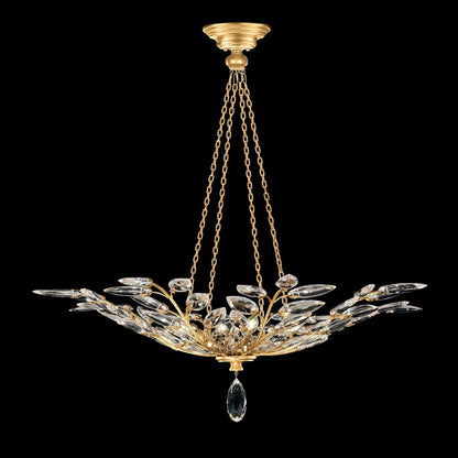 Faceted Crystal Leaf Round Pendant Light
