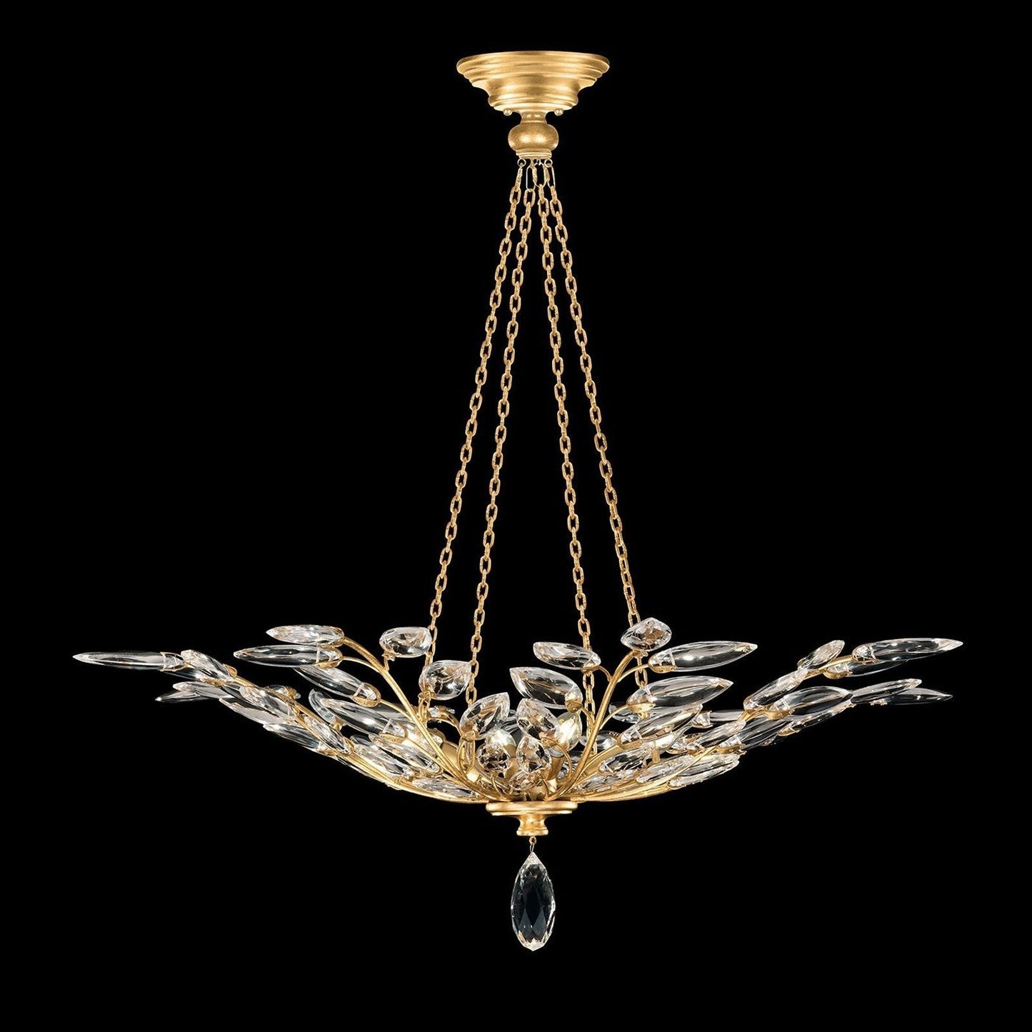 Faceted Crystal Leaf Round Pendant Light