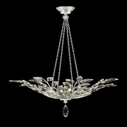 Faceted Crystal Leaf Round Pendant Light