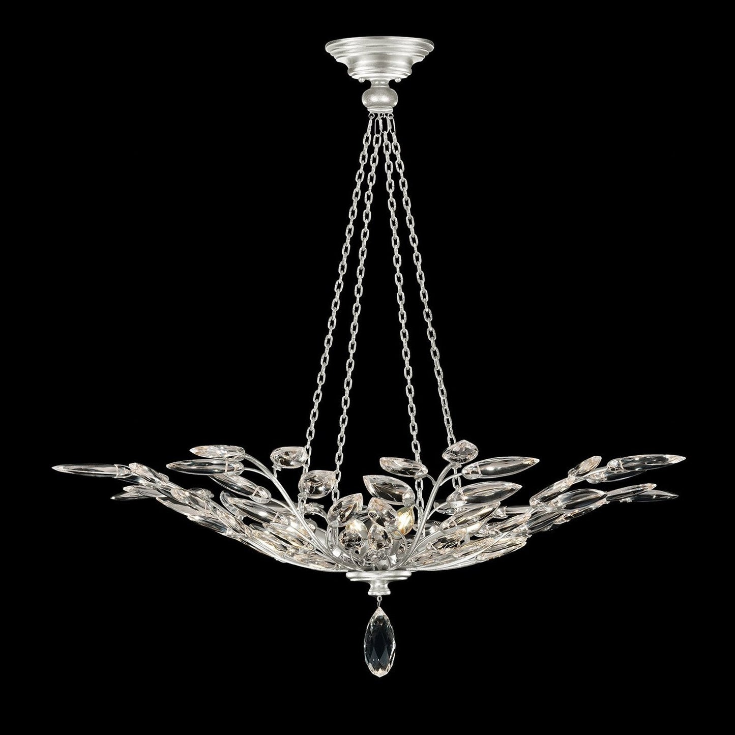 Faceted Crystal Leaf Round Pendant Light