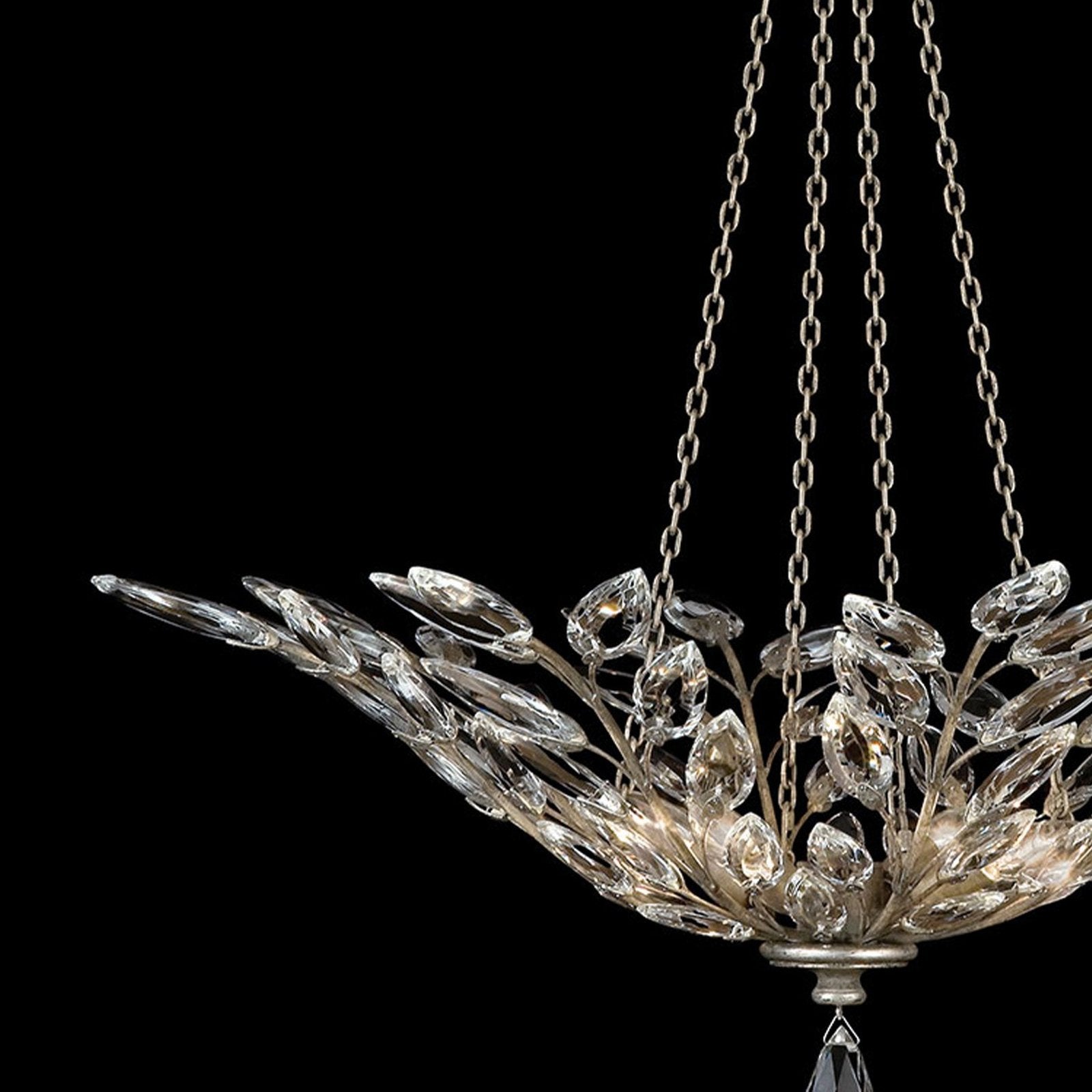 Faceted Crystal Leaf Round Pendant Light