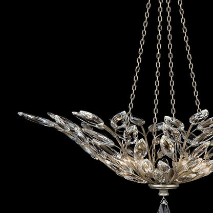 Faceted Crystal Leaf Round Pendant Light