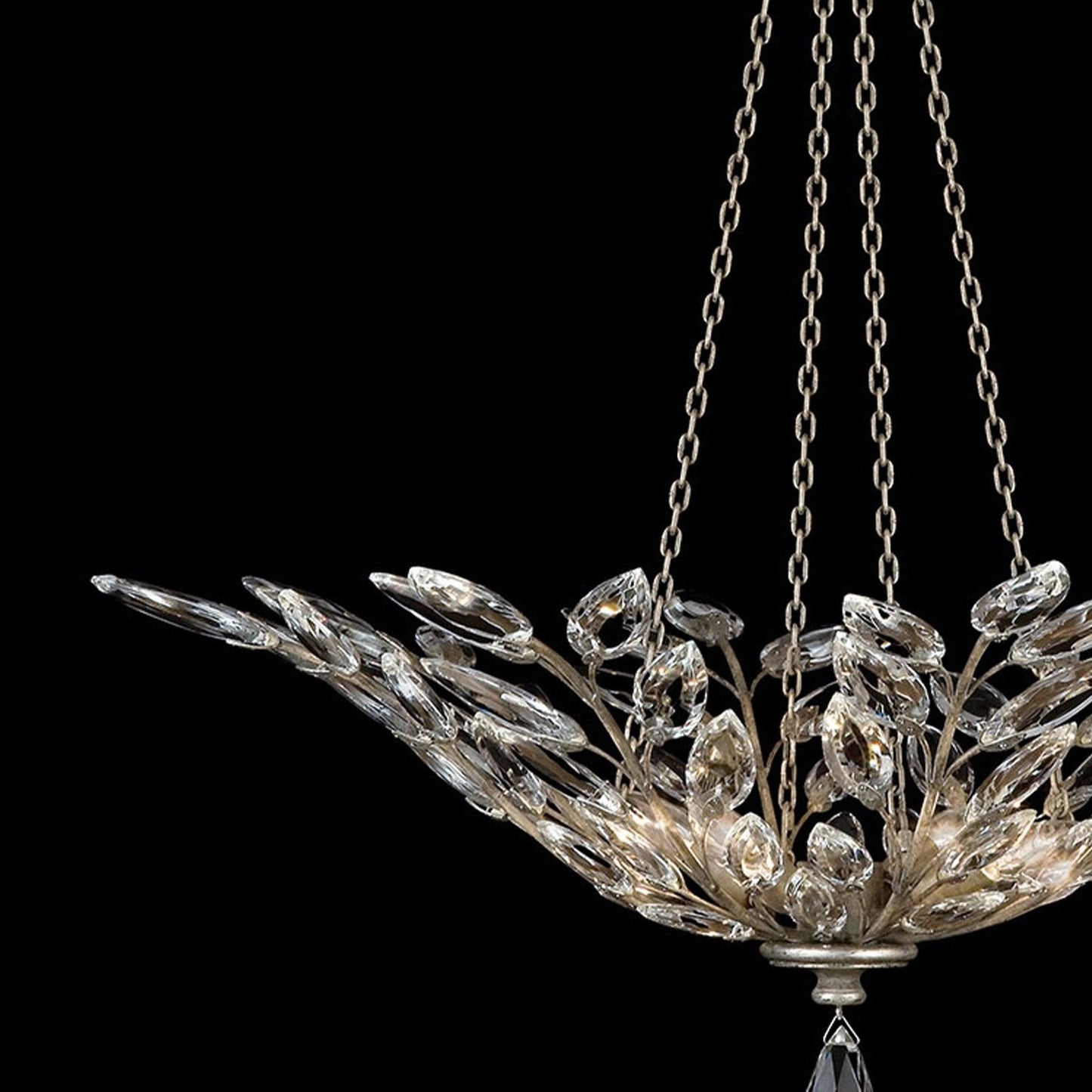 Faceted Crystal Leaf Round Pendant Light
