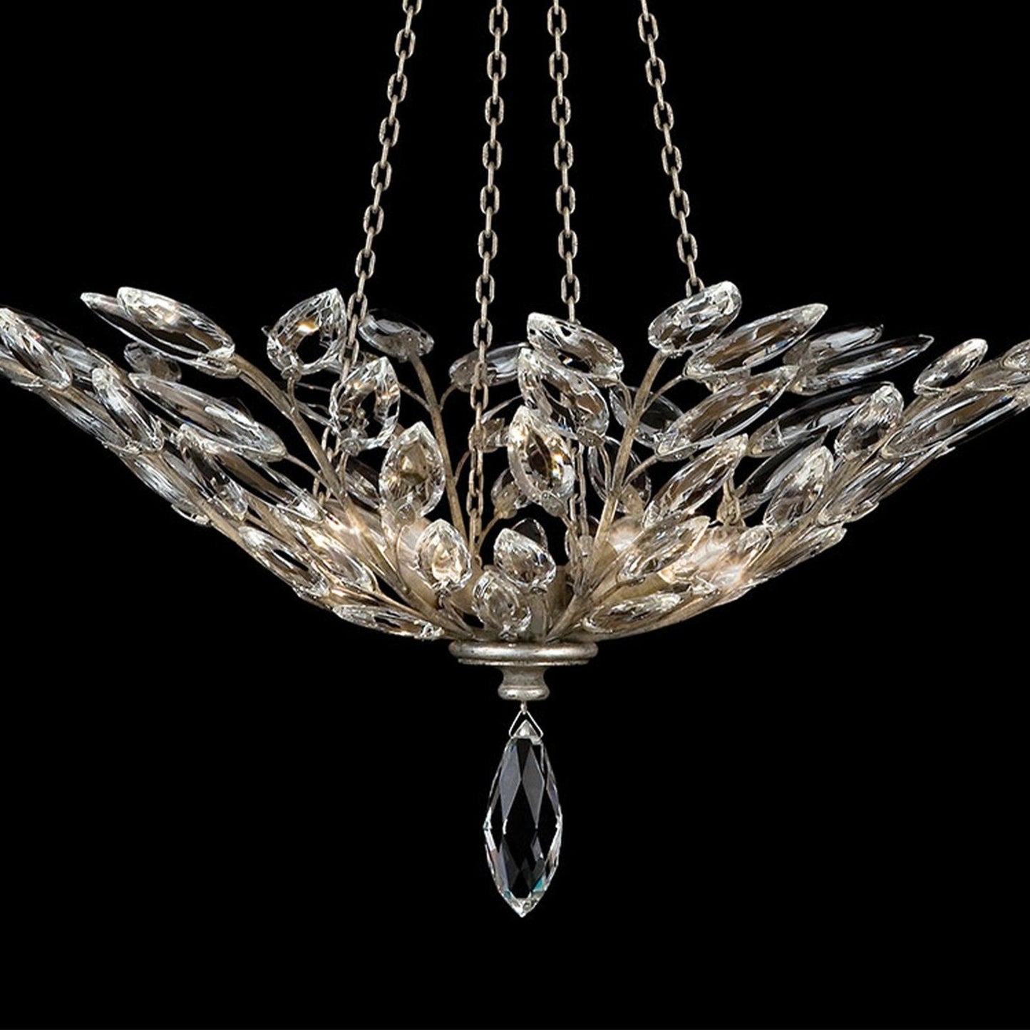 Faceted Crystal Leaf Round Pendant Light