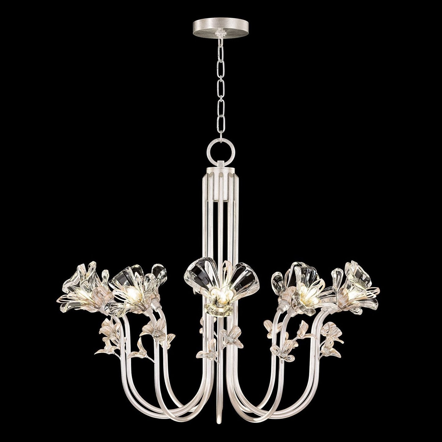 Floral Crystal 35.5-Inch Chandelier / Silver