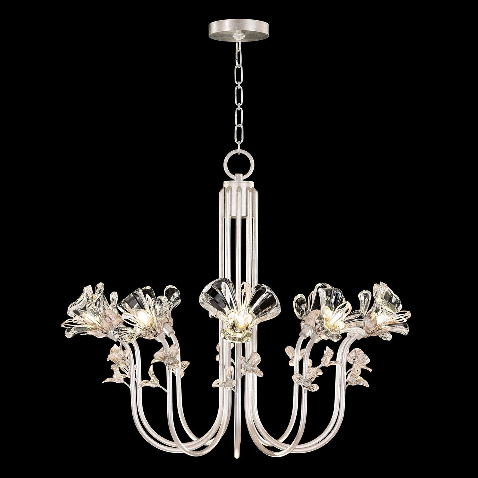 Floral Crystal 35.5-Inch Chandelier / Silver