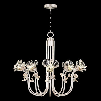 Floral Crystal 35.5-Inch Chandelier / Silver