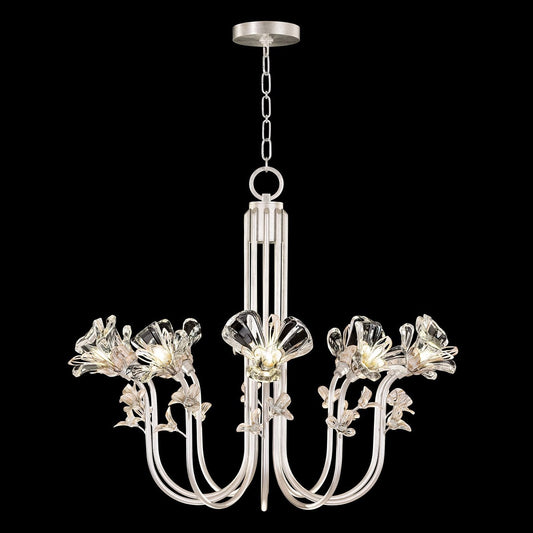 Floral Crystal 35.5-Inch Chandelier / Silver