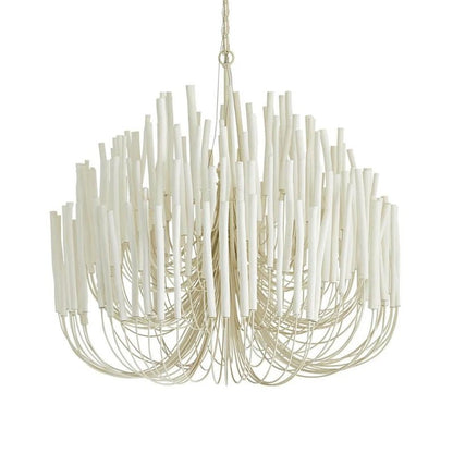 Layered Wood Rod Multi-Light Chandelier