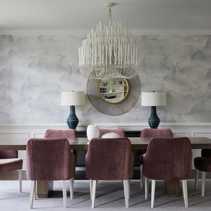 Layered Wood Rod Multi-Light Chandelier