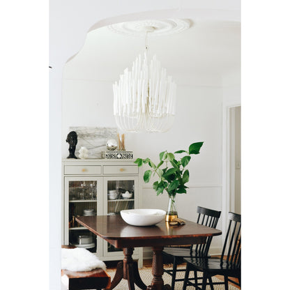 Layered Wood Rod Multi-Light Chandelier