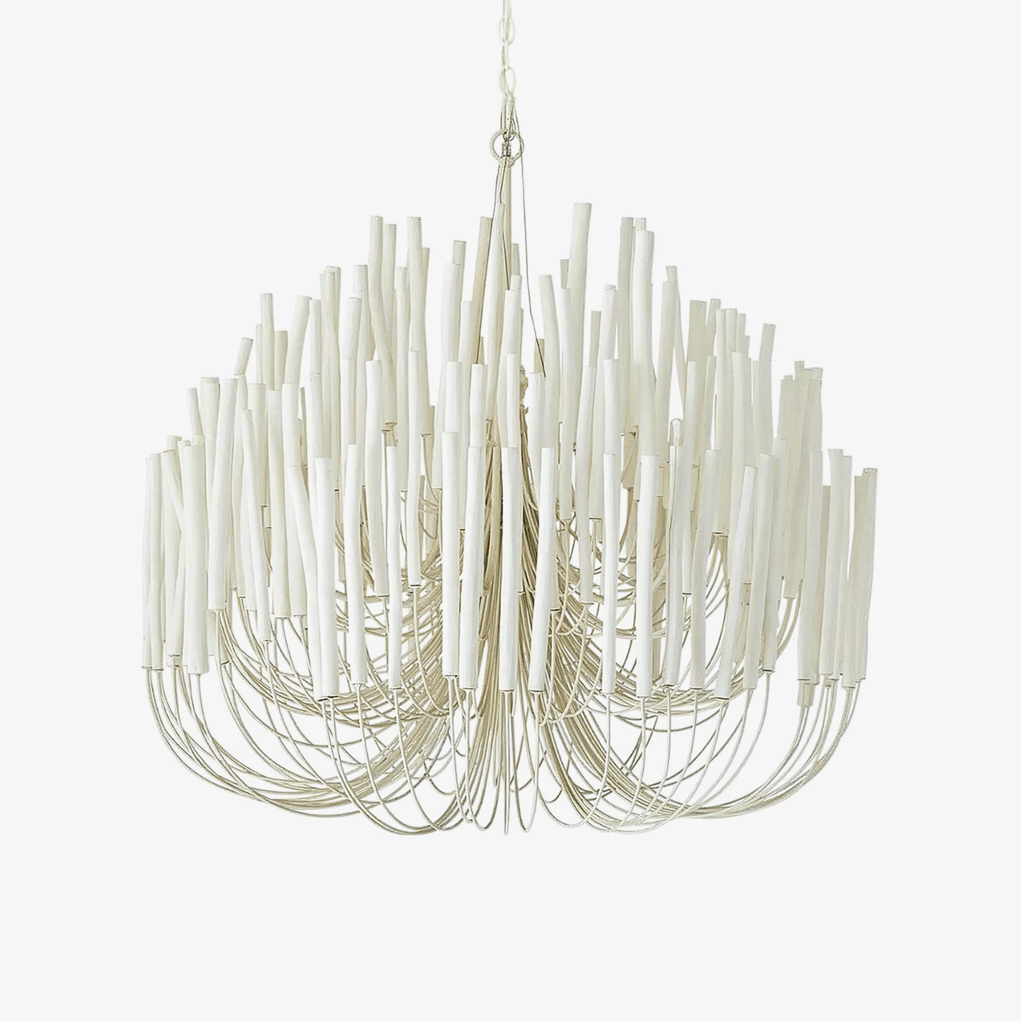 Layered Wood Rod Multi-Light Chandelier