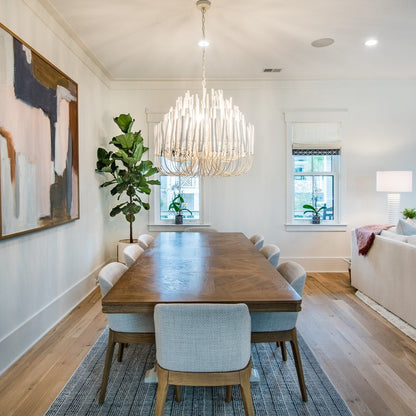 Layered Wood Rod Multi-Light Chandelier