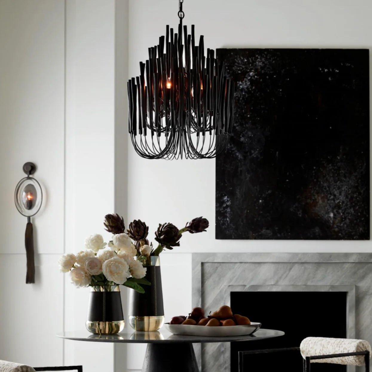 Layered Wood Rod Multi-Light Chandelier