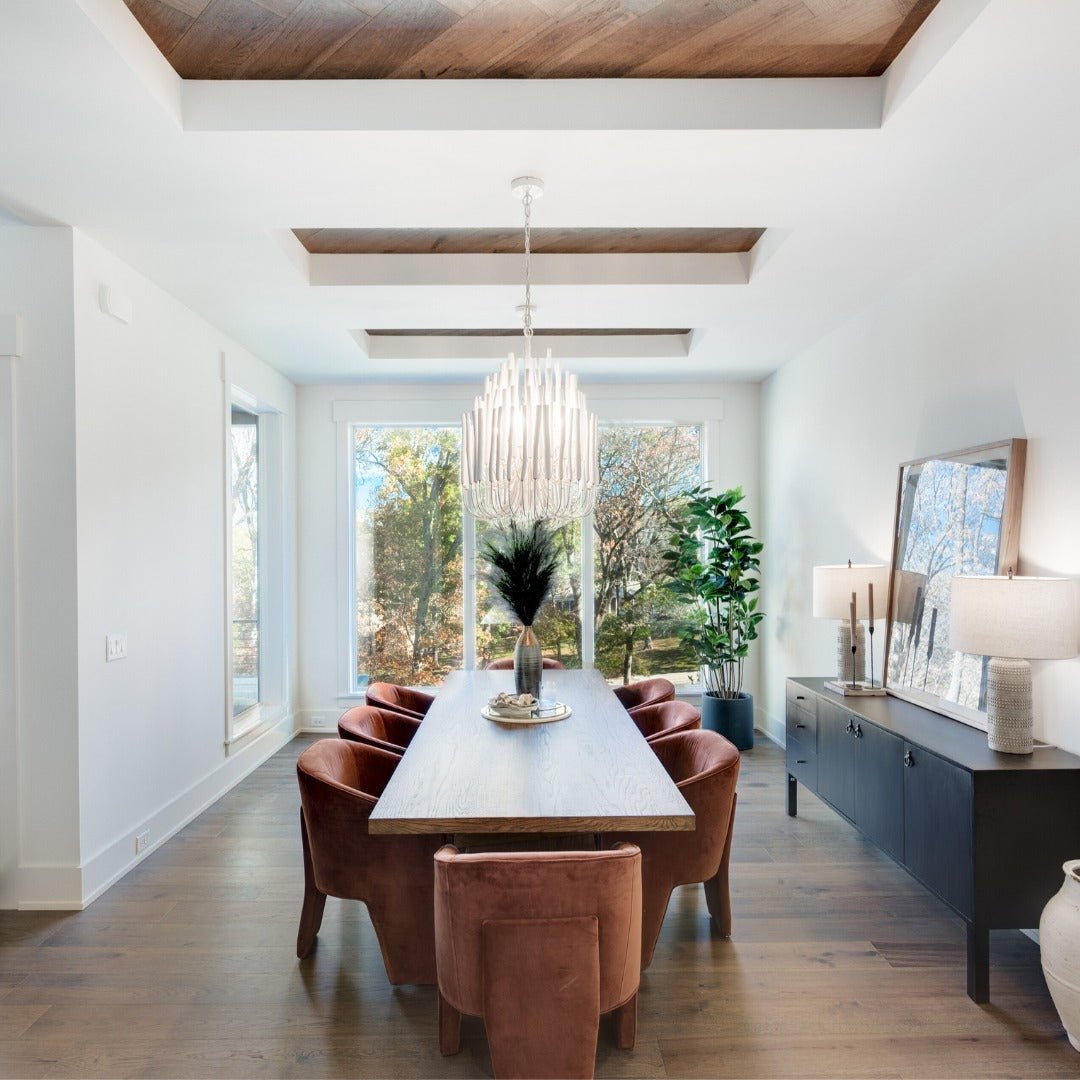 Layered Wood Rod Multi-Light Chandelier