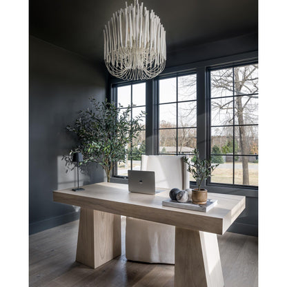 Layered Wood Rod Multi-Light Chandelier