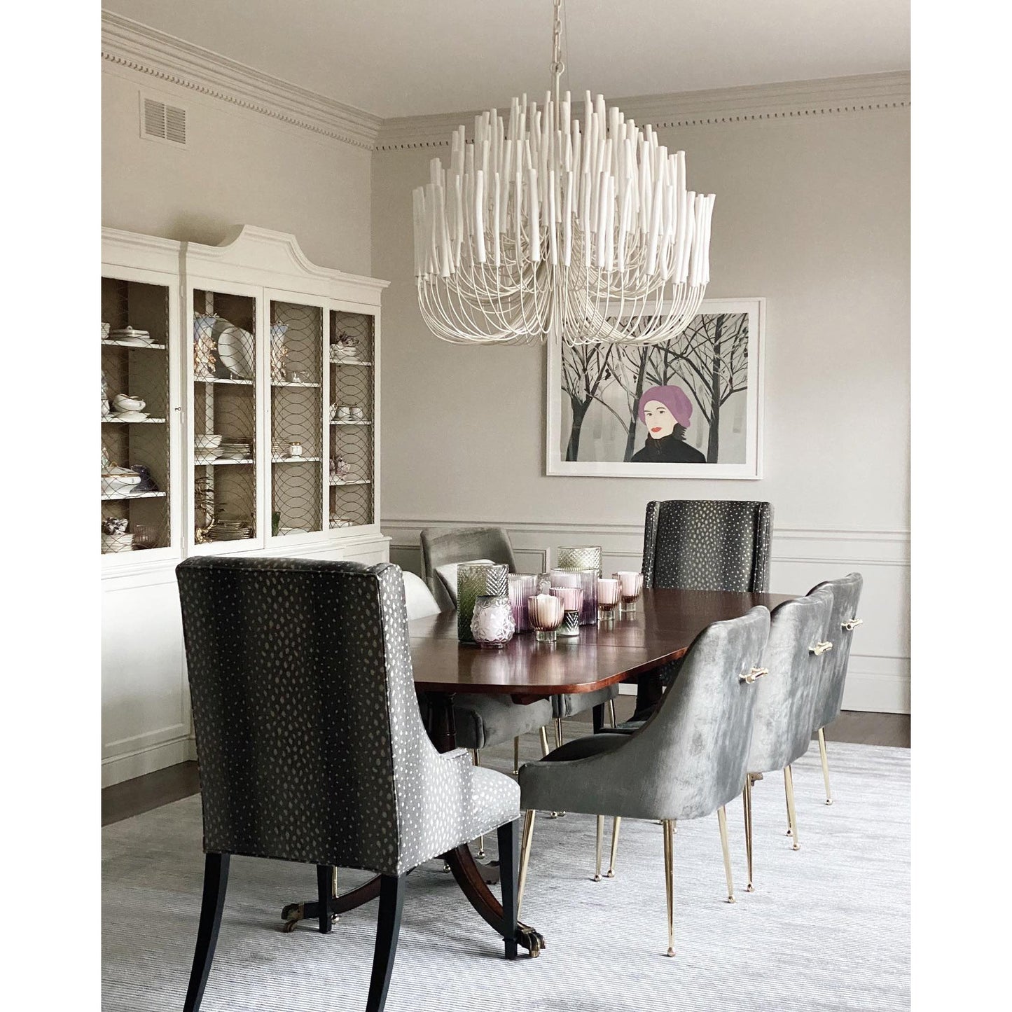 Layered Wood Rod Multi-Light Chandelier
