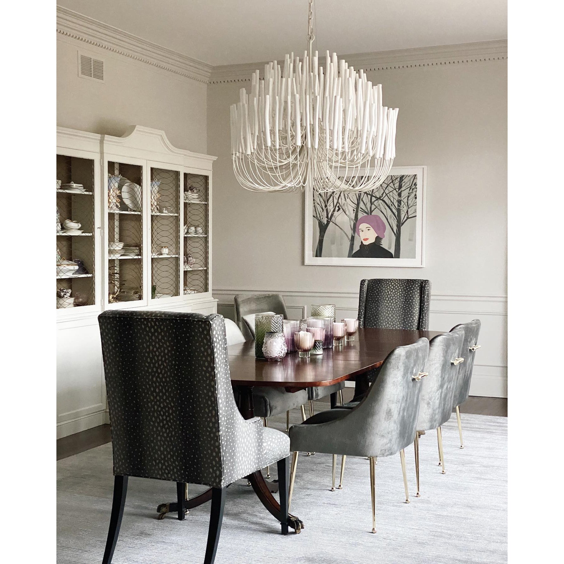 Layered Wood Rod Multi-Light Chandelier