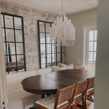 Layered Wood Rod Multi-Light Chandelier