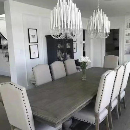 Layered Wood Rod Multi-Light Chandelier
