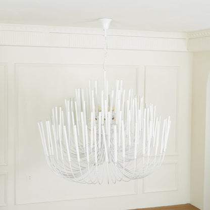Layered Wood Rod Multi-Light Chandelier