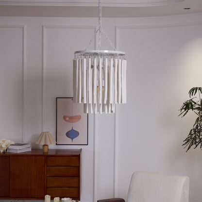 Layered Wood Rod Multi-Light Chandelier