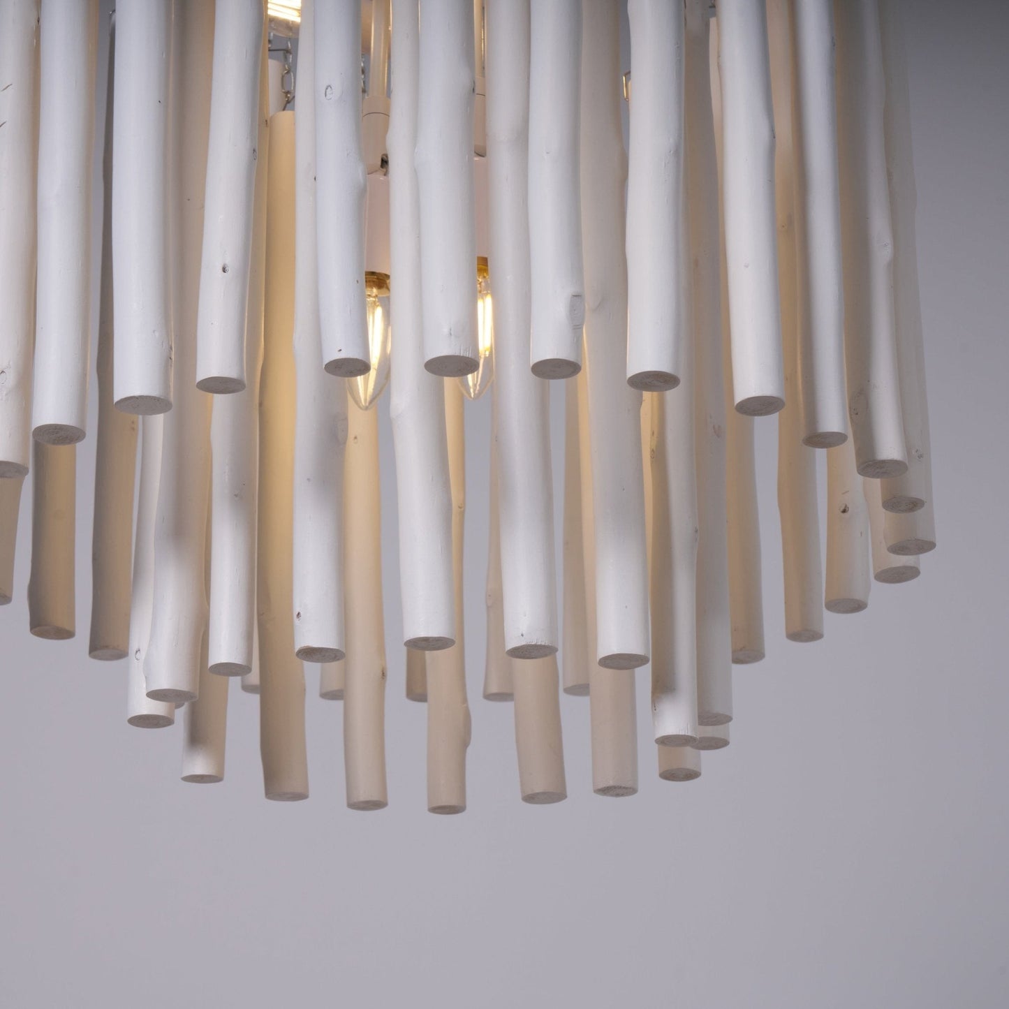 Layered Wood Rod Multi-Light Chandelier